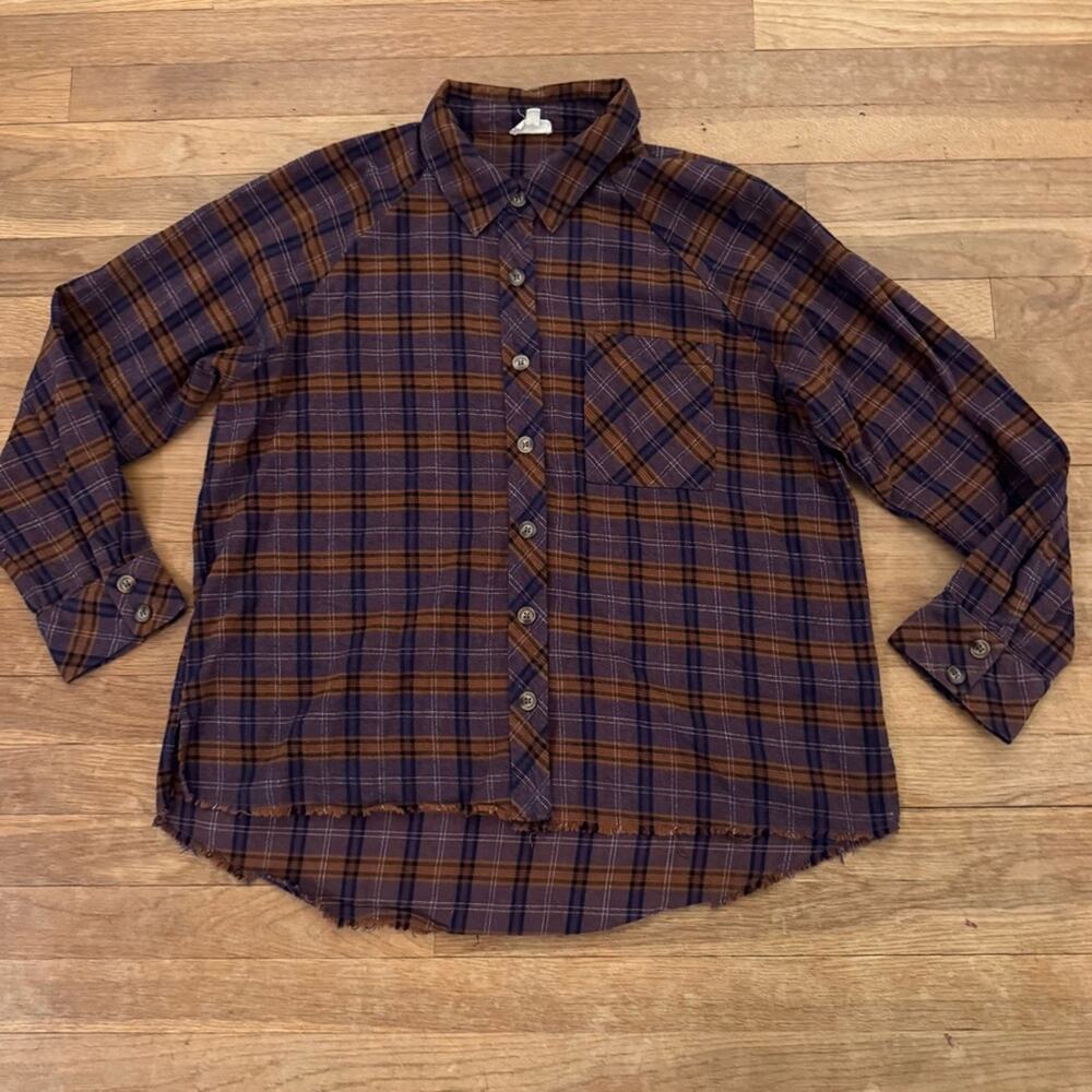 Hem & Thread purple rust button down flannel shirt top size small S
b54